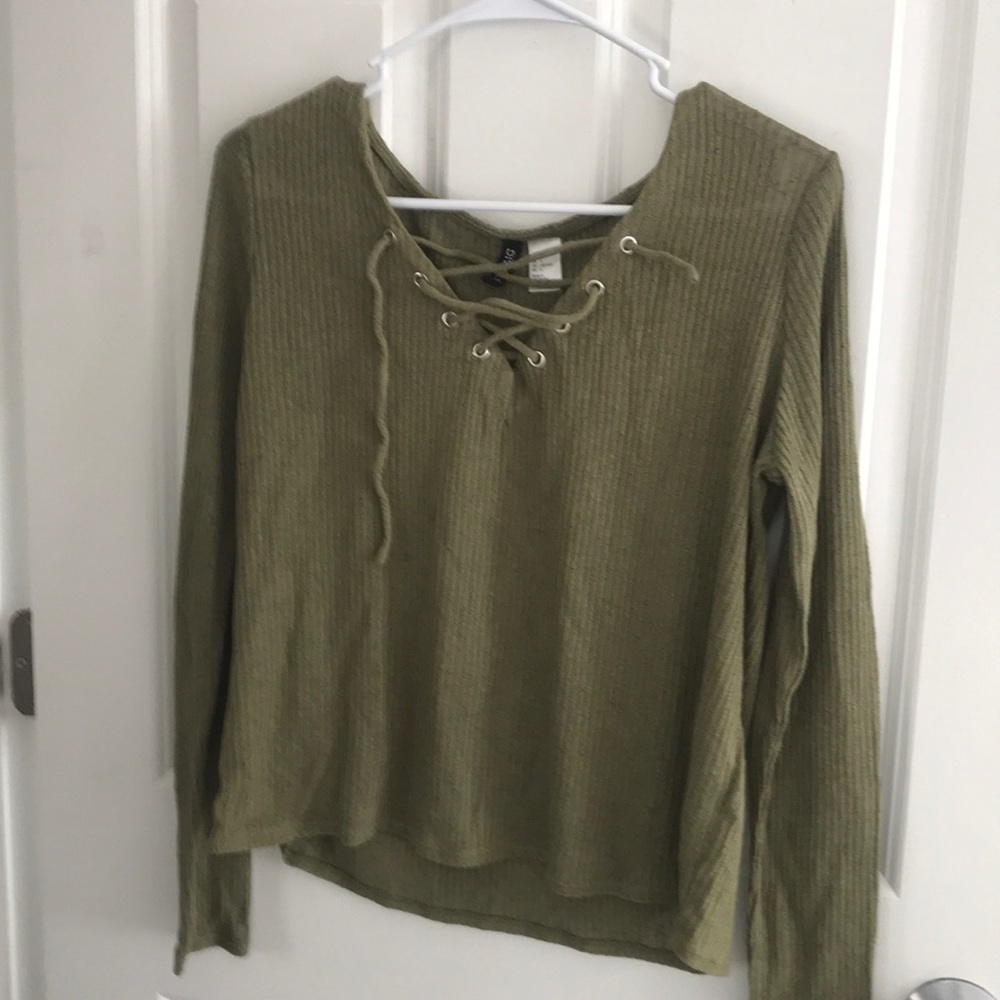 Green Lace-Up Shirt
